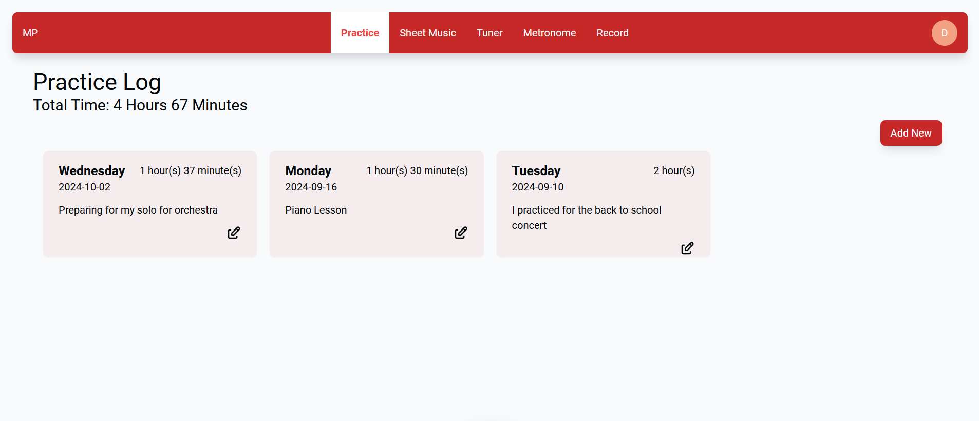 first project (gamerec) screenshot